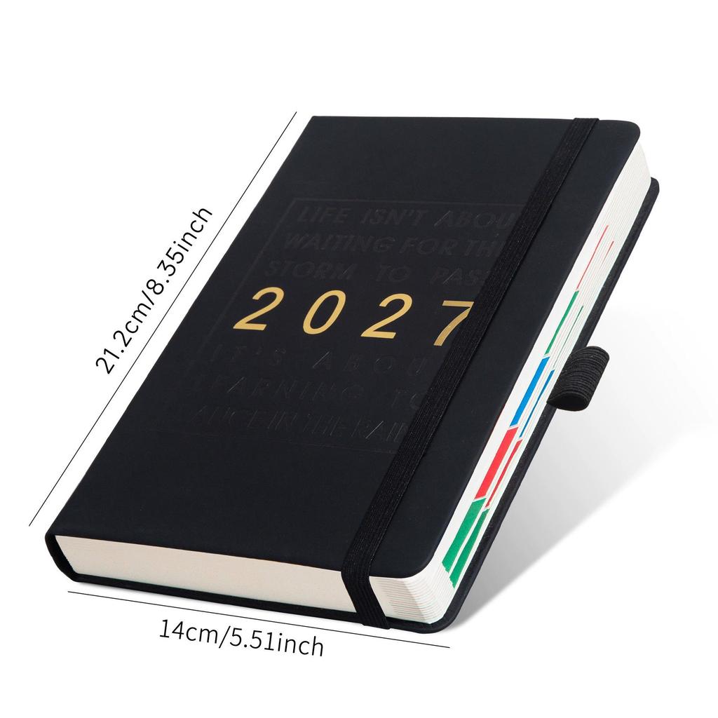 2027 English Strap-Bound Planner: 365-Day Time Management Notebook
