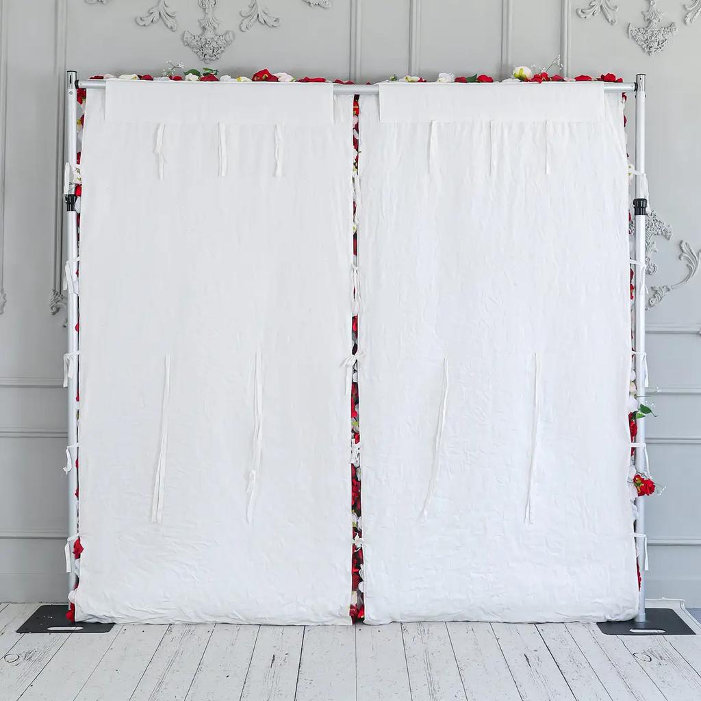 Uflower Luxury 3D Red White Rose Flower Wall Wedding Backdrop Props Arrangement Curtain Hanging Fabric Floral Wall Decor
