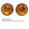 1 Pair Stud Large Round Earrings with Earrings for Women Amber Resin Matte
