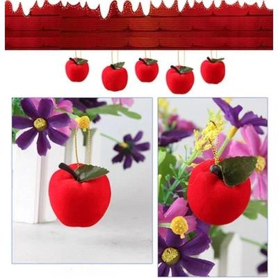 12 Pcs/pack Christmas Decoration Festive Red Apple Tree Toppers Home Decorations Pendant Gift Kids New Year Party Supplies