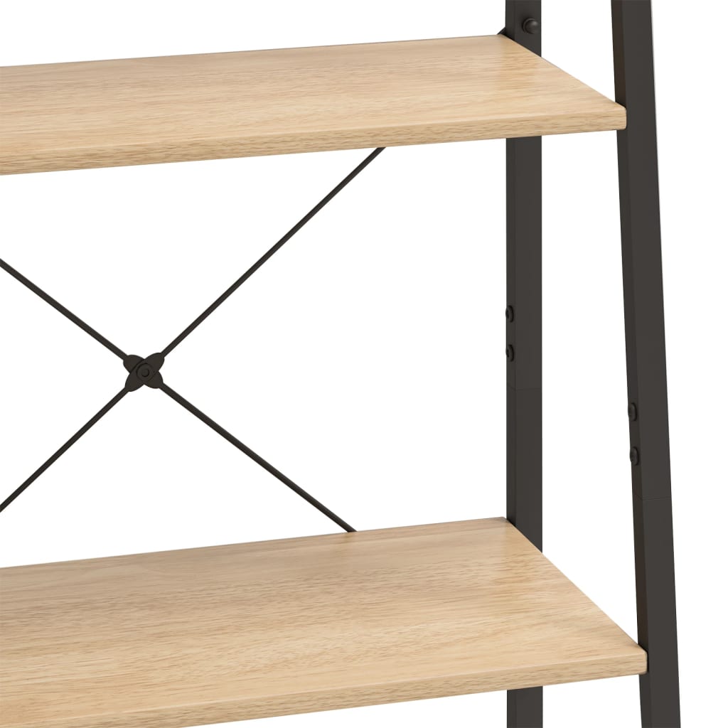 Vidaxl Ladder Shelf With 4 Shelves, Light Brown-Black, 56X35X140 Cm