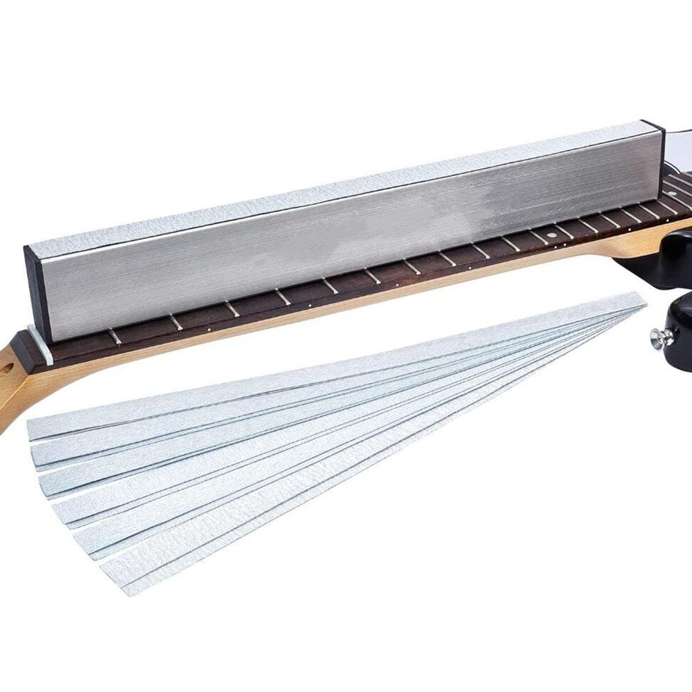Guitar Neck Fret Beam Leveling Bar Luthier Tools With 6PCS Sandpaper Aluminum
