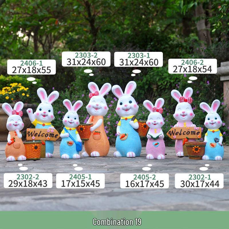 Outdoor Cartoon Rabbit Garden Decoration - Animal Flower Pot Sculpture for Kindergartens and Courtyards