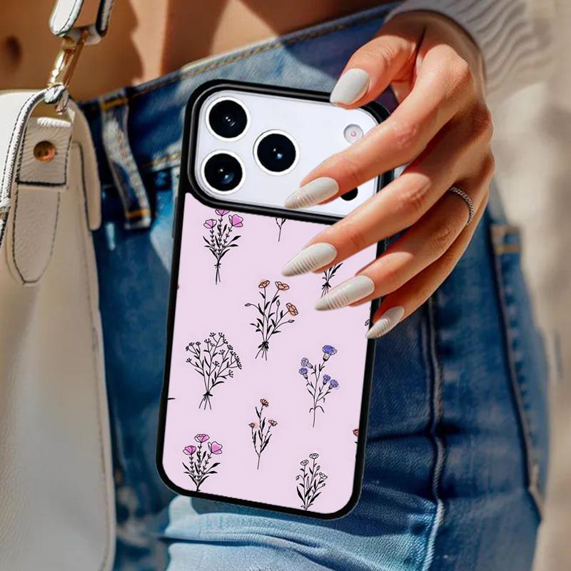 Minimalist Aesthetic Flower Phone Case For iPhone 17 Air 14 15 13 12 Max Cover For Apple 16e 11 Pro Max Plus Coque