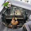 Guitar and Piano Round Area Rug,Carpet Rug for Living Room Bedroom Sofa Playroom Decor,Non-slip Floor Mat