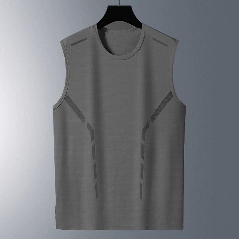 Men's Quick-Dry Ice Silk Tank Top - Loose, Thin, Sleeveless Racerback T-Shirt for Summer.