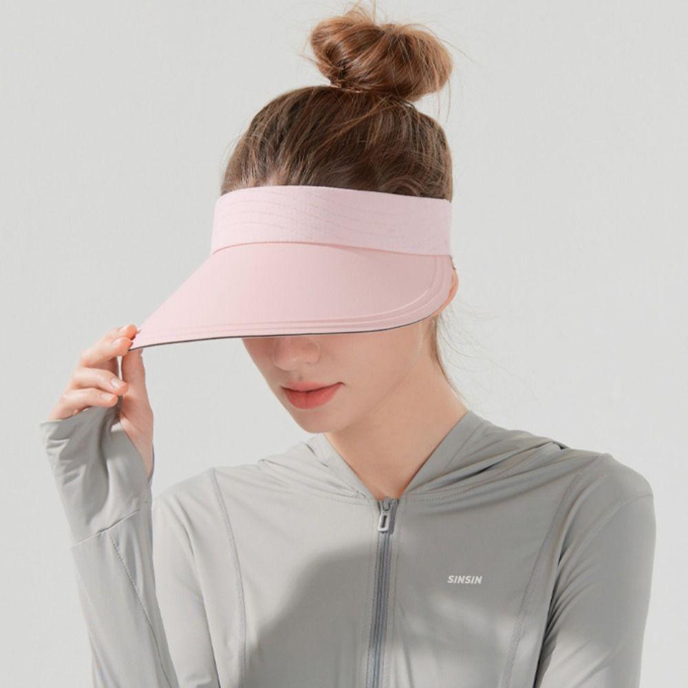 Ice Silk Summer Seamless Sun Hat Large Brim Adjustable Sunscreen Baseball Cap Empty Top UV Protection Breathable Air Sun Hat