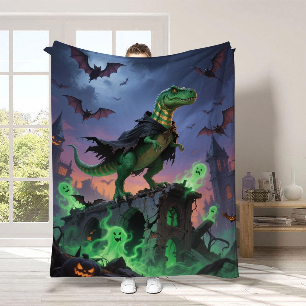 Halloween Festive Atmosphere Digital-printed Polyester Velvet Flannel Cover Blanket Fleece Soft Sofa Cover Blankets for Beds