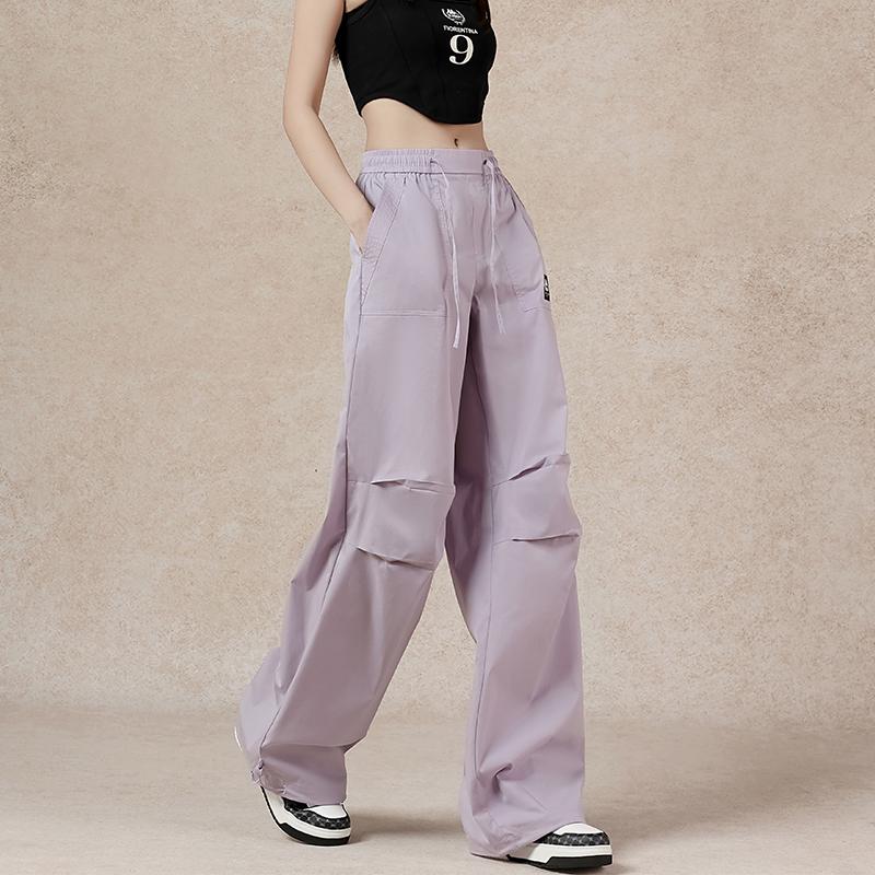 Kappa Summer Lightweight Breathable Stretch Woven Casual Cargo Pants Women pants Light-Cream-Purple K0E42AX80D-4128