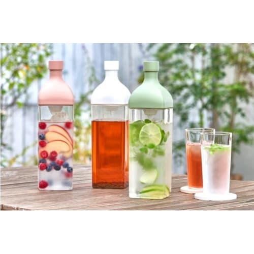 HARIO Kirk Bottle 1200ml Smoky Pink Resin Vertical and Horizontal Pitcher with Tea Strainer Made In Japan KAB-120-SPR