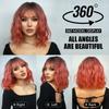 Short Bob Synthetic Wig Ombre Pink Water Wave Hair Wigs For Black Women With Bangs Cosplay Lolita Heat Resistant Natural Hair