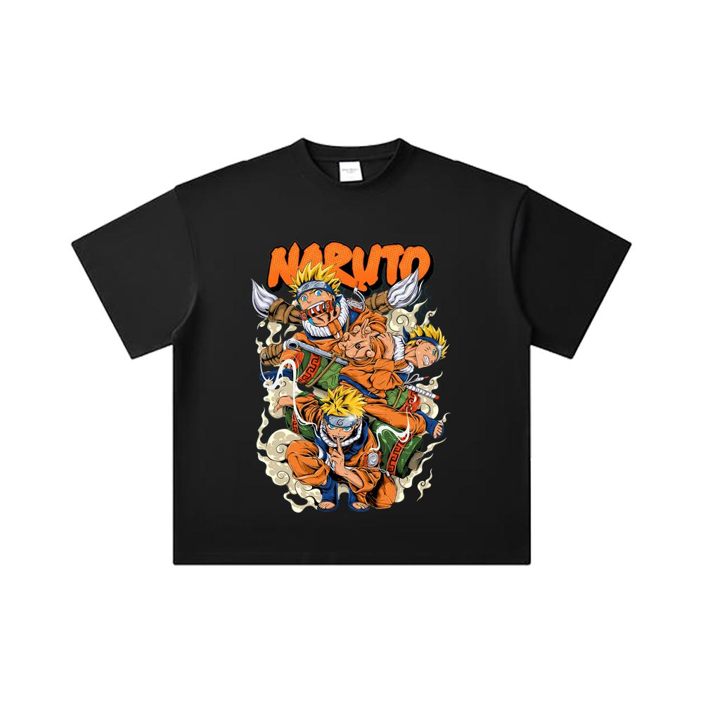 260 GSM Double Yarn 32 Count 100% Cotton Naruto V18 Print Unisex Heavy Cotton T Shirt