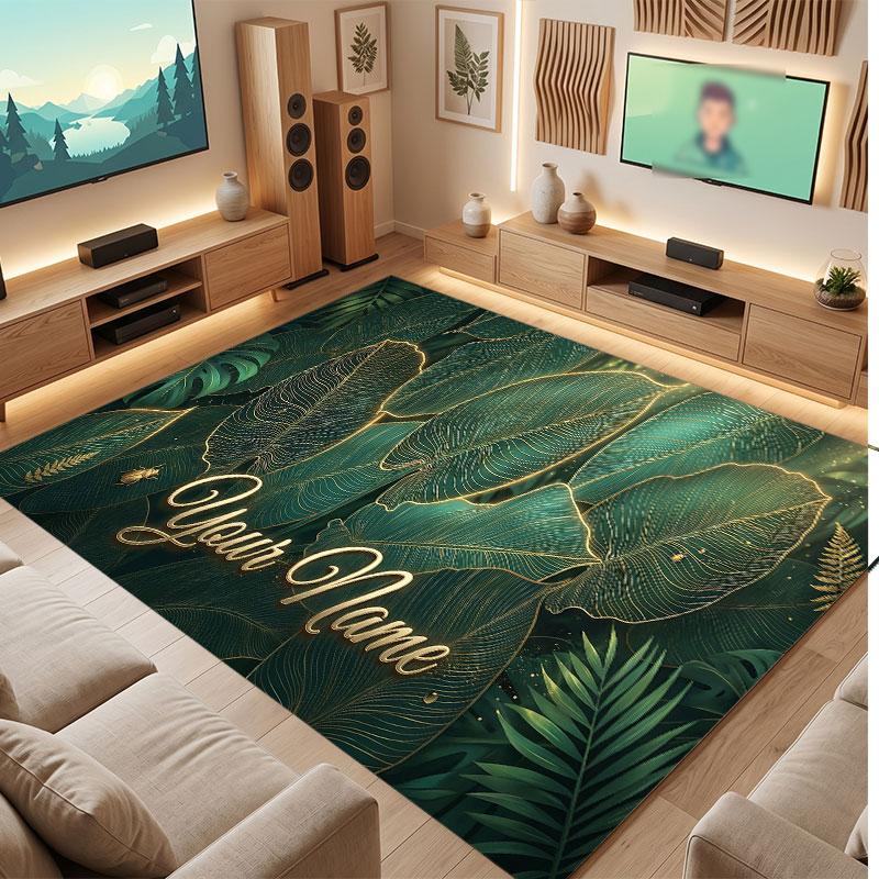 Decorative Artwork Theme Crystal Velvet Floor Rug Personalized Custom Name Text Warm Carpet Home Decoration