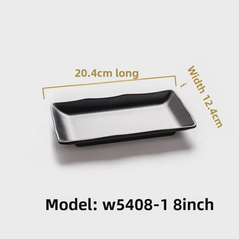 Melamine Black Tableware: Imitation Porcelain Plate for Cold Dishes, BBQ, Hot Pot, and Commercial Use.