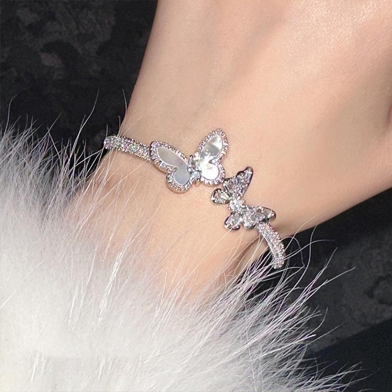 Zircon Fritillary Butterfly Niche Open Bracelet Fashion Versatile Cold Wind Bracelet Light Luxury High-end Jewelry