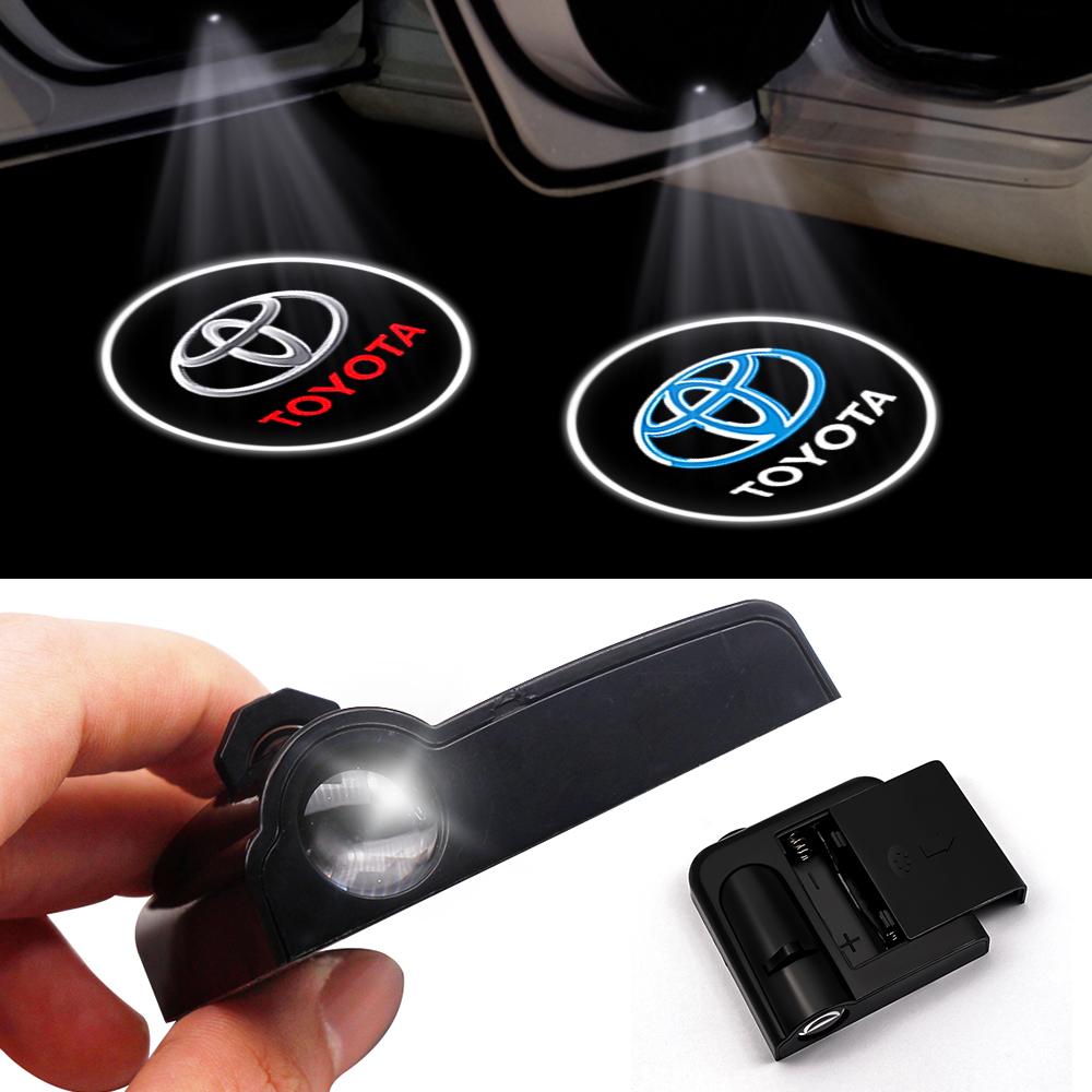 1/2PC Wireless LED Car Door Welcome Laser Projector Logo Ghost Night Light For For Toyota GR Gazoo Racing Logo YARiS Car Styling