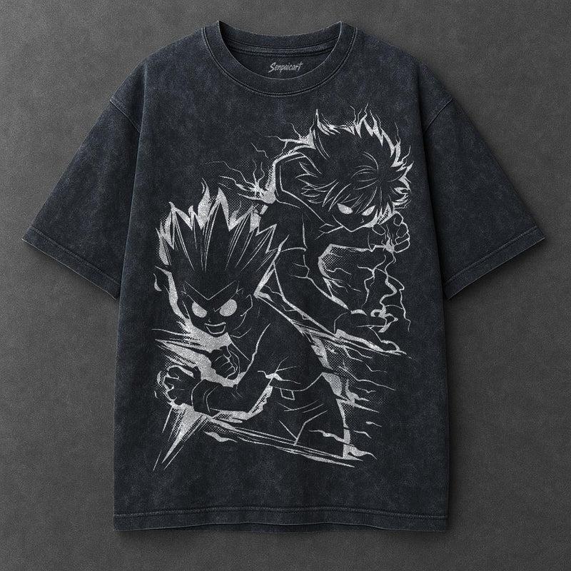 

Gon Freecss Killua Hunter X Hunter Clothing Men Women Manga T-shirts Vintage Washed T Shirt Casual Cotton Tee Harajuku Tshirt XXL чёрный