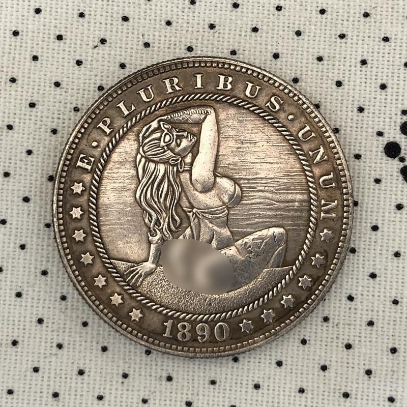 Retro Crafts Little Loli Wandering Beautiful Girl Old Coins Commemorative Medals Commemorative Coins Play Morgan Simulation