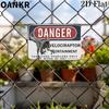 Vintage Warning Metal Tin Sign Danger Velociraptor Containment Retro Art Poster Metal Signs for Garden Farm Home Wall Decor
