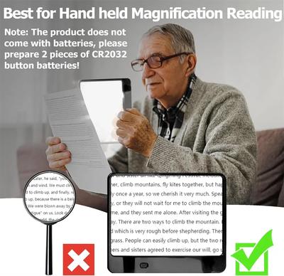 Große Lese-Lupe im Vollseiten-Format mit LED-Leuchten, leicht, für Kinder, Senioren, Bücher, 3-fache Vergrößerung