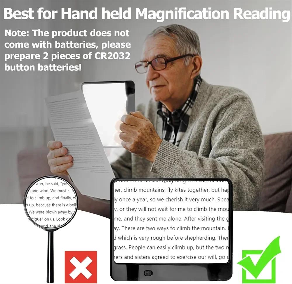 3X Lightweight Full Page Magnifying Sheet with LED Lights for Books Reading Kids Seniors Crafts Stamps Maps