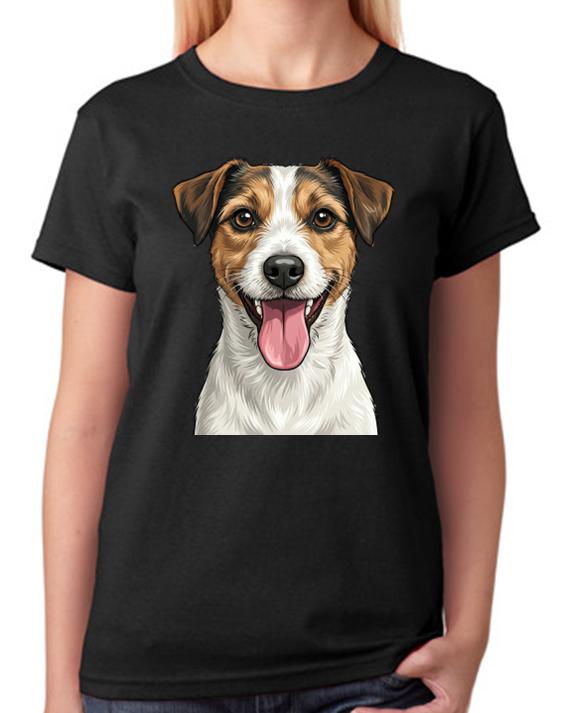 Jack Russell Terrier Dog Face Illustration Ladies Unisex T-Shirt Cute Pet Tee XXL