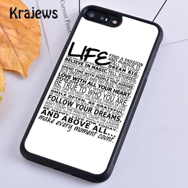 Krajews Beautiful Life Inspirational Quote Phone Case For iPhone 16 15 SE2020 14 6 7 8 plus 11 12 13 pro max coque Fundas