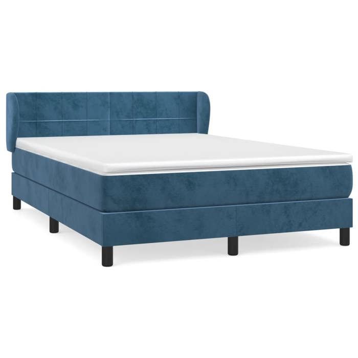 Maison Exclusive - Sommier à lattes de lit et matelas Bleu foncé 140x190cm Velours