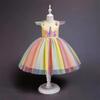 Kinder Regenbogen Einhorn Kleid mit Farbverlauf: Ärmelloser Macaron-Gaze-Rock Prinzessinnen-Set