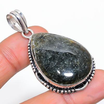 Natural Lodolite Quartz Gemstone Handmade 925 Sterling Silver Pendant 1.97" Y3n16