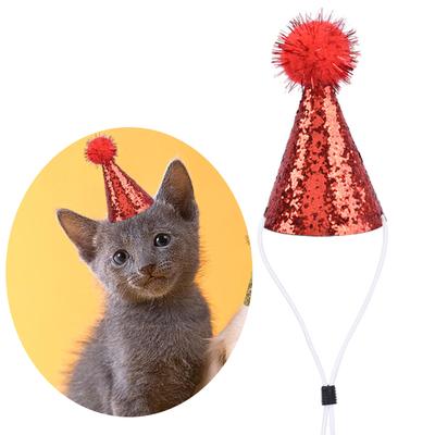 10PCS Birthday Hats Costume Accessories for Pets with Adjustable Straps and Sparkling Details for Festival Occasions