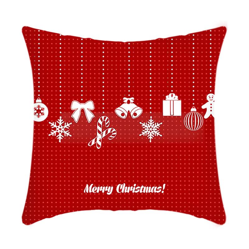New Christmas Sofa Pillow Cover Home Red Simple Printed Bedside Pillow Cover