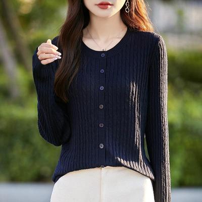 Women's Cashmere Cardigan 50% Wool 50% Silk Women's Autumn and Winter Cashmere Cardigan Soft and Warm