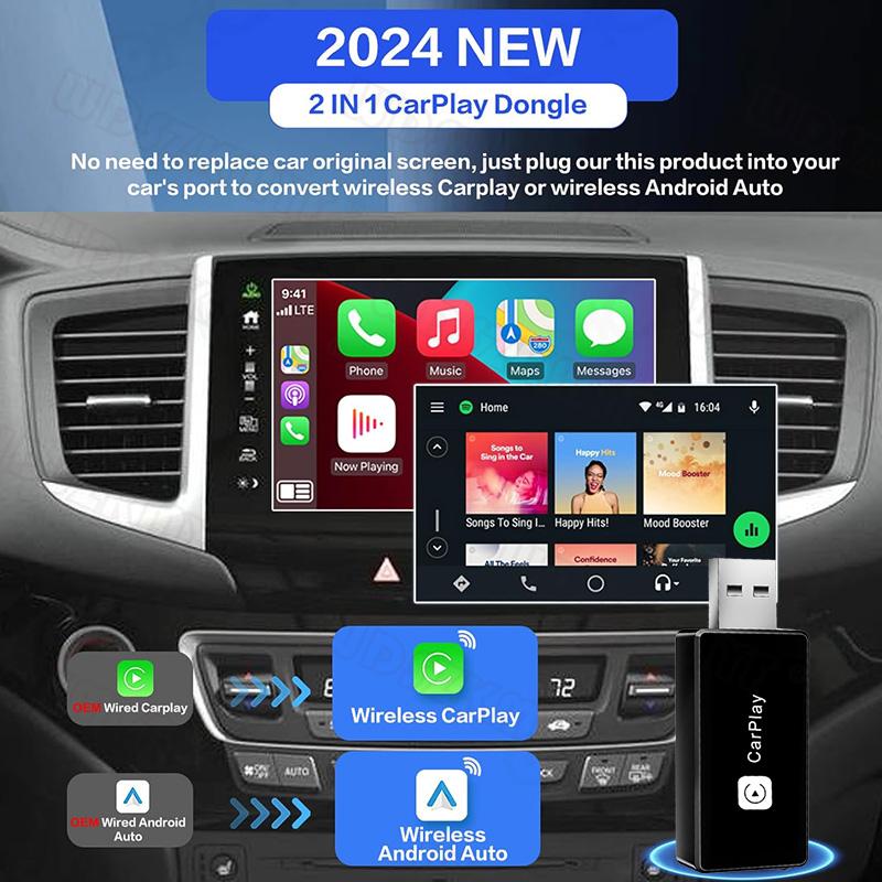 2in1 Wireless CarPlay Dongle Wireless Android Auto Box USB/Type-C WIFI For Car Radio with Wired CarPlay Car Intelligent System