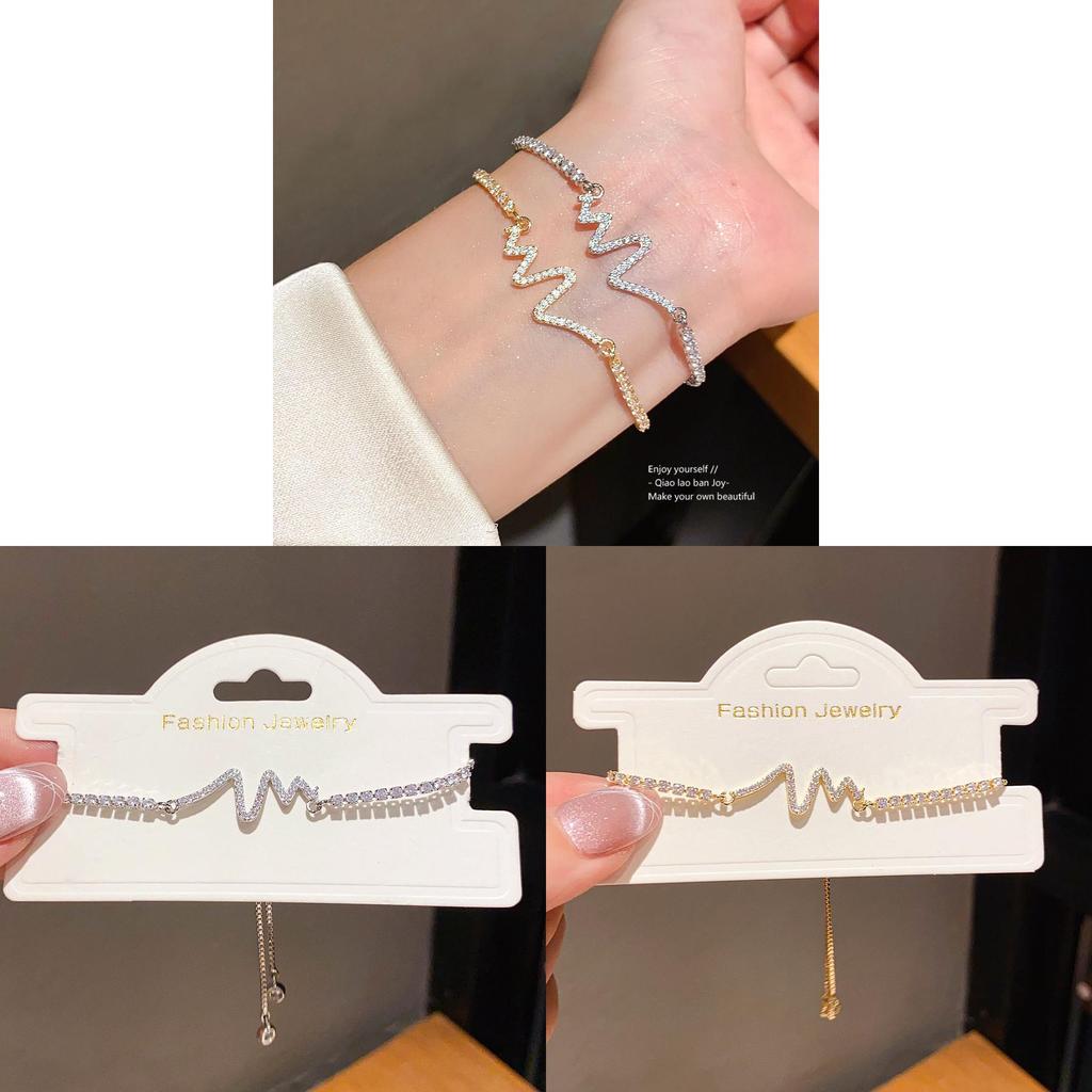 Zircon Heart Rate Design Shape Pendant Bracelet With Sparkling Stones For Womens Fashion Accessory