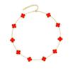 Four-Leaf Clover & Ten-Flower Necklace - Double-Sided 18K Gold Plated with Mother-of-Pearl, Cross-Border Popular OL Style