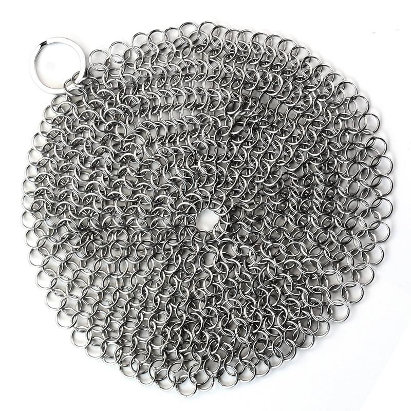 Stainless Steel Kitchenware Cleaner Cast Iron Cleaner Chainmail Scrubber Silvery