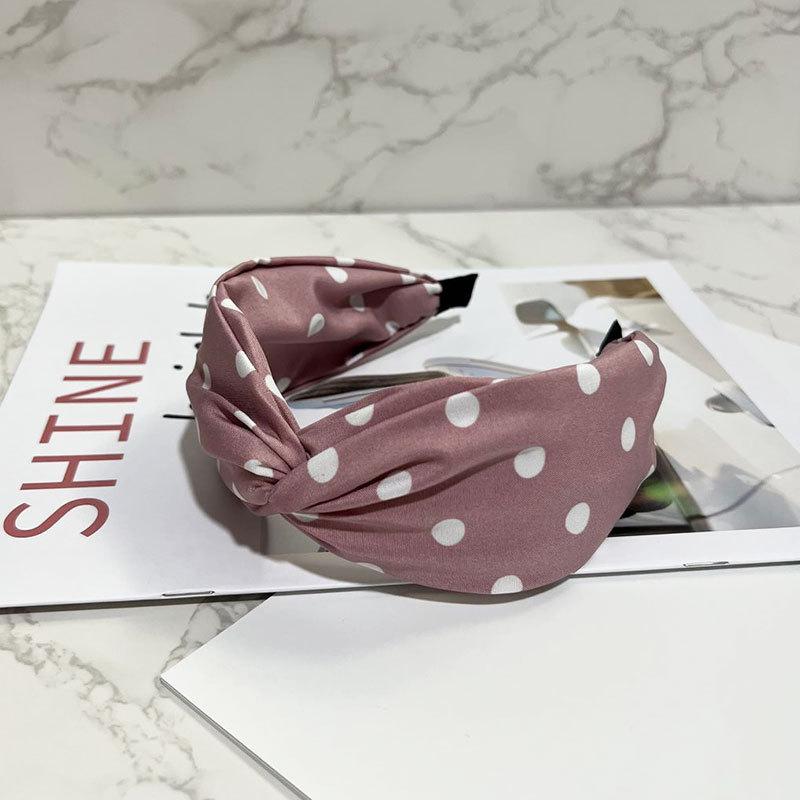 Women’s Cross Wide Edge Polka Dot Middle Knot Double Layer Comfort Hairband Stylish and Durable Headwear Women