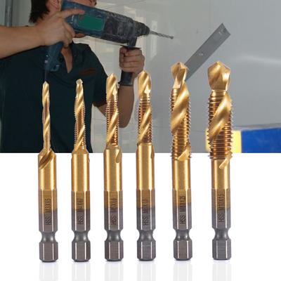 6Pcs High Speed Steel Metric Spiral Hand Plug Tap Hex Shank Screw Thread Tap
