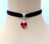 European & American Crystal Heart Pendant Velvet Choker Necklace