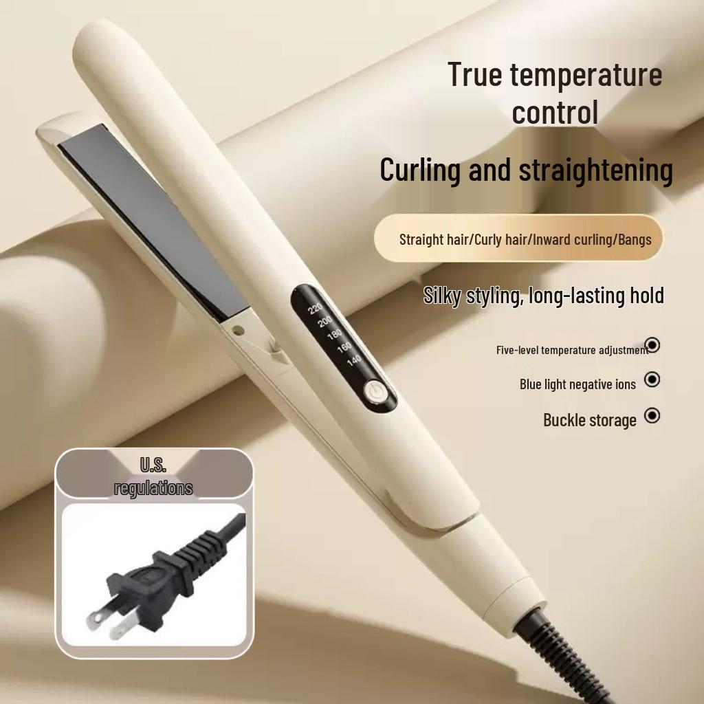 Dual-Purpose Ionic Hair Straightener & Curler - Portable Ceramic Plywood for Dry & Wet Use