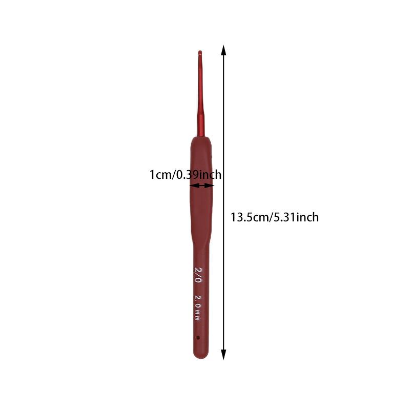 1/9Pcs Red Crochet Hook Silicone Handle Aluminum Hand Knitting Needles Crocheting Weave Crafts Hooks 2/2.5/3/3.5/4/4.5/5/5.5/6mm