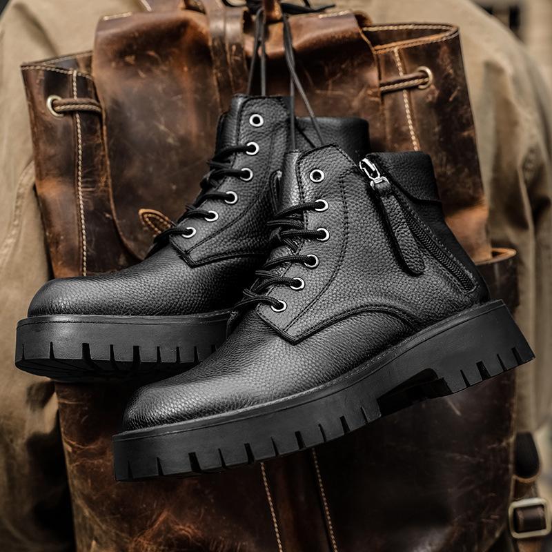 Autumn and Winter New Outdoor High-top Men's Leather Martin Boots Thick-soled Tooling Men's Shoes First Layer Cowhide