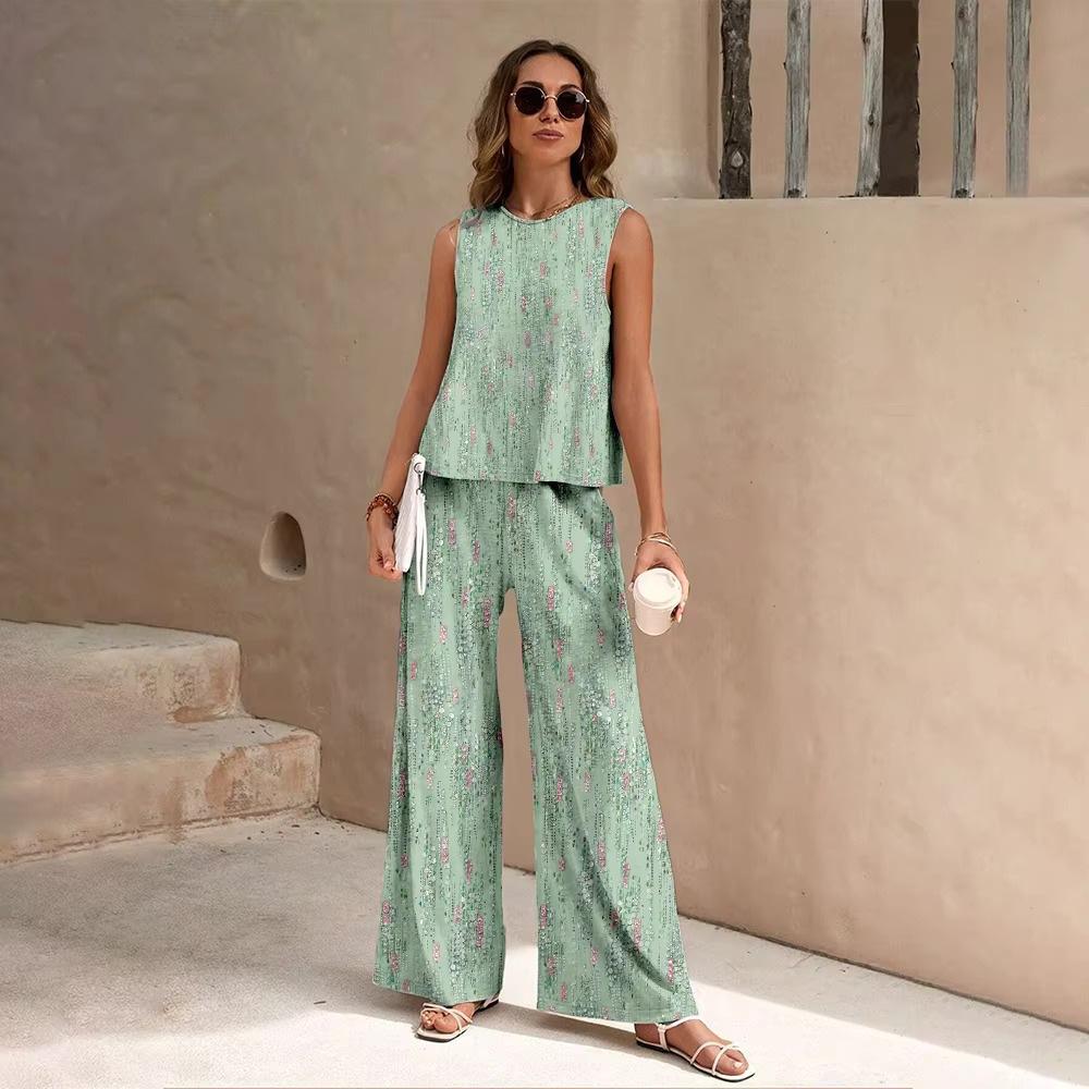1116 New European and American Fashion Ethnic Geometric Tank Pants Set WN11+MRO6