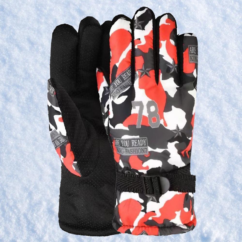 Ski gloves 78 autumn and winter warm gloves riding non-slip waterproof camouflage ski gloves velvet cotton gloves