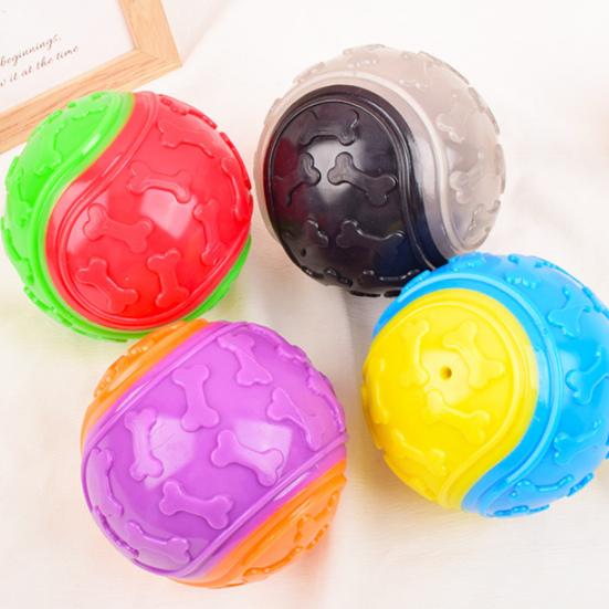 Squeaky Ball Dog Chew Toy TPR Interactive Toys for Dogs Teeth Cleaning Bite Resistance Pet Supplies for Home Outdoors Walking Traveling