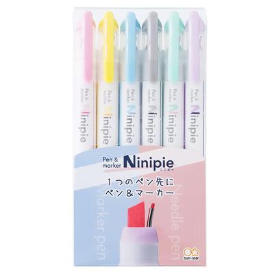 Sun-Star Stationery Pen & Line Marker Water-Based Ninipie 6-Pack Set S4591739