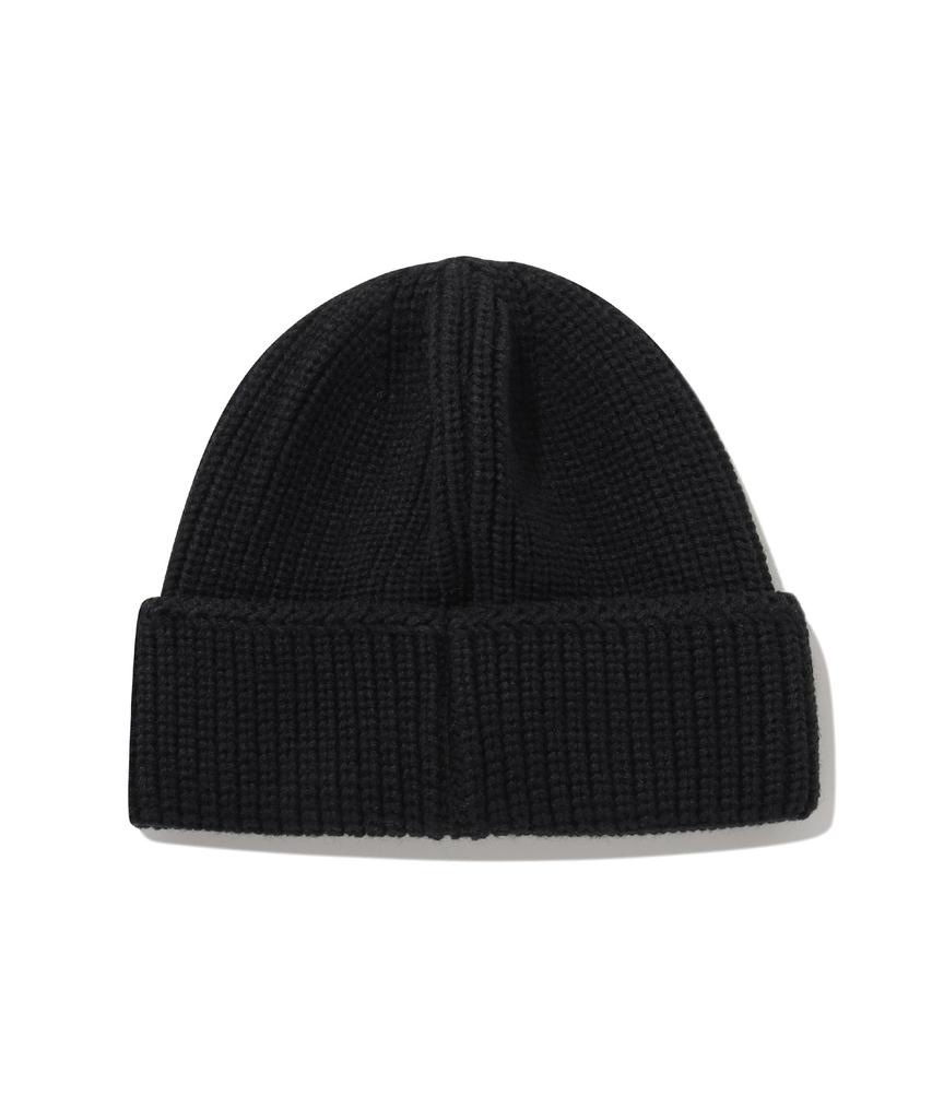 COVERNAT Authentic Leather Patch Acrylic Beanie Black