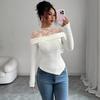 A New Lace Small Stand-up Collar Fashion T-shirt with A Corsage Base for Women