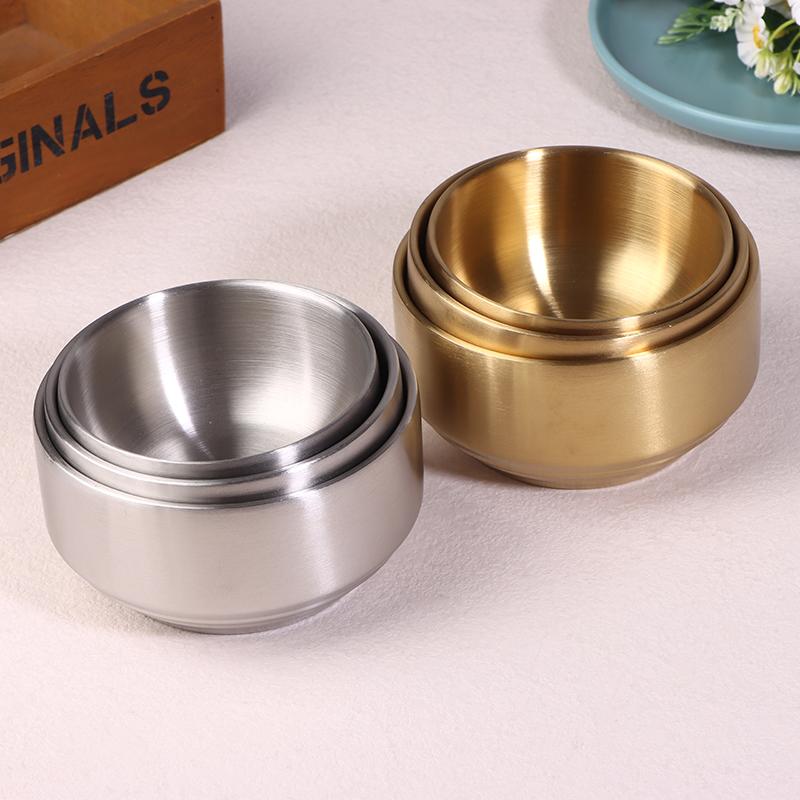Korean Style 304 Double-layer Thick Durable Stainless Steel Rice Bowl Soup Rice Bowl Cuisine Home Child Small Bowl Cuisine